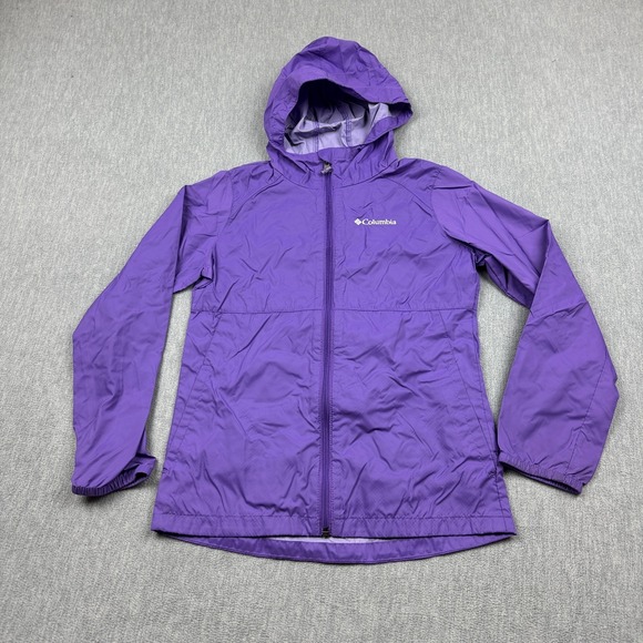 Columbia Jacket Girls Youth Medium 10-12 Purple Switchback II Rain Coat Hooded - Picture 1 of 11